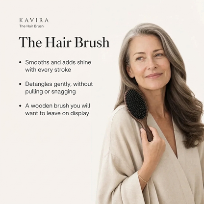 Kavira™ Day-Two Boar Bristle Brush – Fresh Roots That Last for Fine & Oily Hair