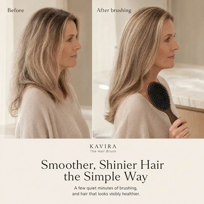 Kavira™ Day-Two Boar Bristle Brush – Fresh Roots That Last for Fine & Oily Hair